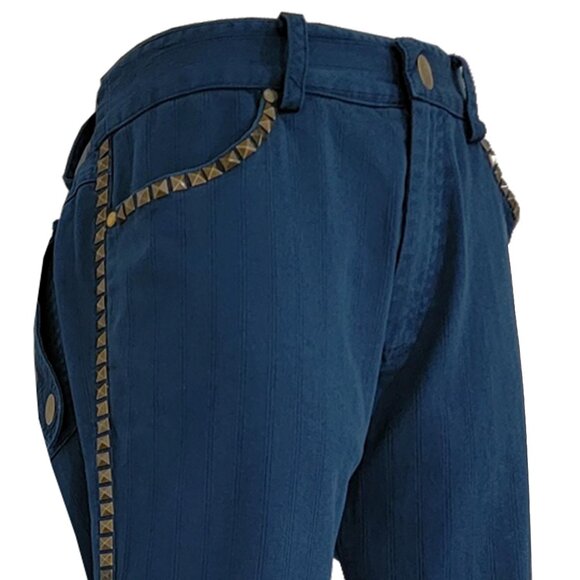 Blue Flare Embellished Men's Blue Pants - Picture 6 of 9